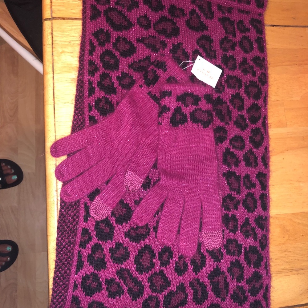 Coach infinity scarf and gloves